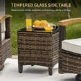 thumbnail image 3 of MEISSALIVVE 3 Pieces Outdoor Swivel Rocker, Patio Furniture Bistro Set with 360° Wood Armrests Swivel Rock Chairs and Side Table(Brown), 3 of 7