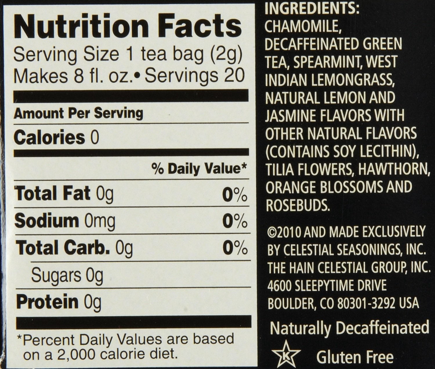 Celestial Seasonings Sleepytime Decaf Lemon Jasmine Green Tea Bags with Calming Herbs - 20 ct - 6 Pack