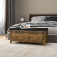 thumbnail image 1 of vidaXL Storage Box with Cushion Smoked Oak 105x40x45 cm Engineered Wood, 1 of 4