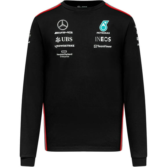 Mercedes AMG Petronas F1 Men's Long Sleeve Driver T-Shirt - Black/White