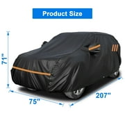 SUV Full Car Cover Upgraded Material Waterproof Car Cover Outdoor Sun UV Rain Protection Black
