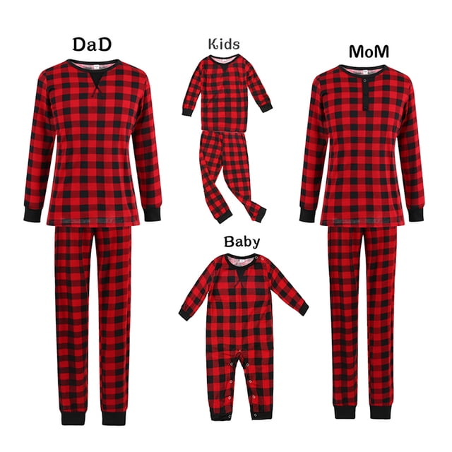 Nueva ropa de pijama familiar a juego con estampado de cuadros escoceses, ropa cómoda a juego para toda la familia
