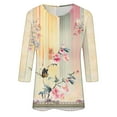 thumbnail image 5 of CYMMPU Spring Tops Crew Neck Floral Printed Tunic Tops 3/4 Sleeve Loose Fit Blouses for Women Dressy Casual Fall Fashion Shirts Lightweight Basic T-Shirts Pink XL, 5 of 5