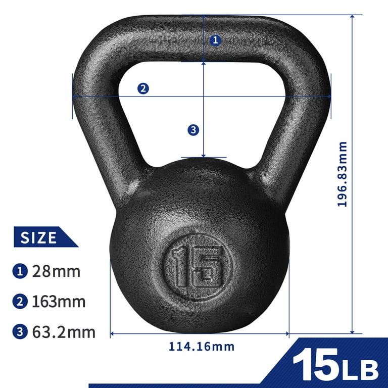 Athletic Works 15lb Kettlebell Casting Iron Durable Hammertone