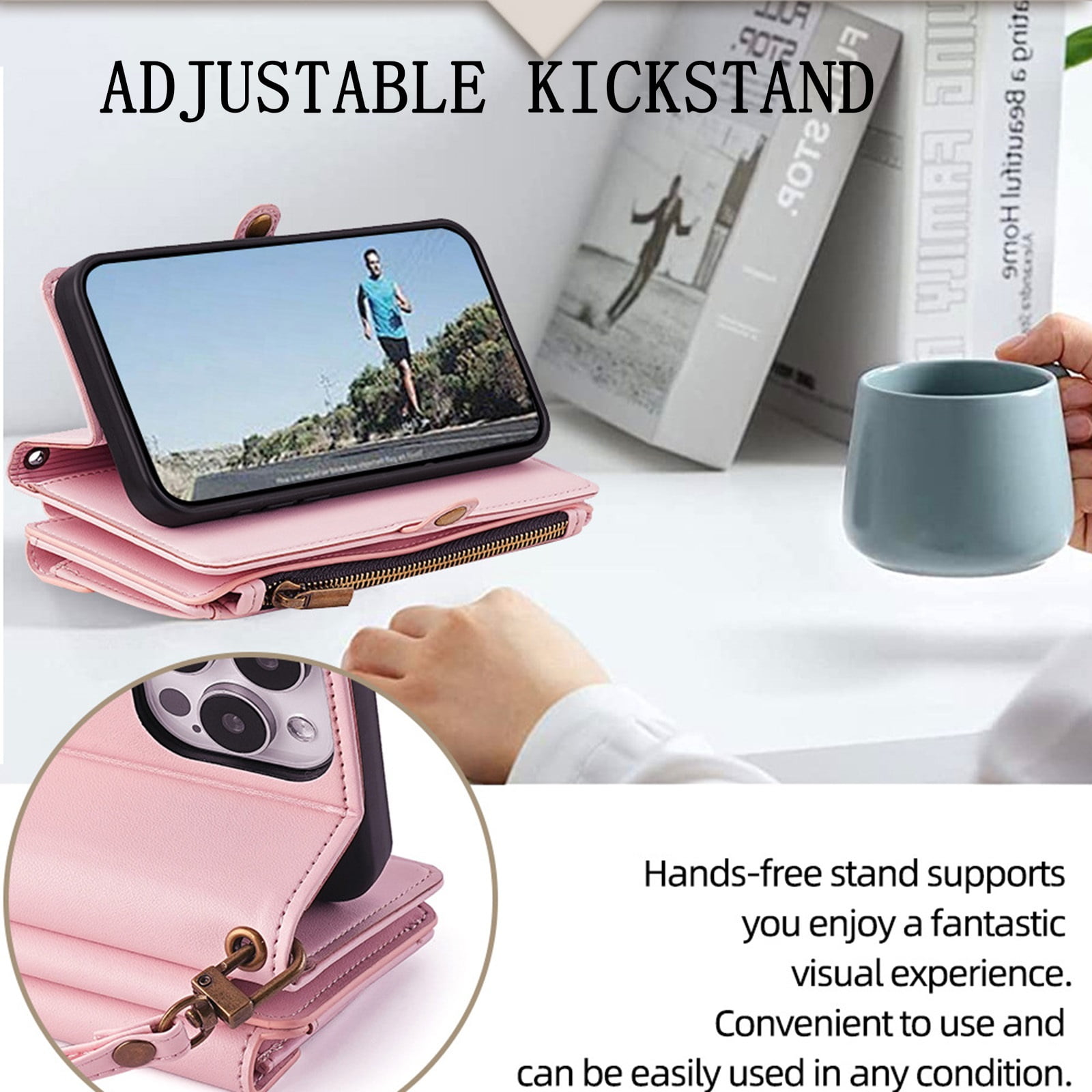 Case For IPhone 16/16 Pro/16 Plus/16 Pro Max, Leather Flip Card Holding Cover Portable Crossbody Strap Cell Phone Case