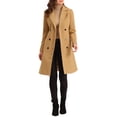 thumbnail image 2 of INSPIRE CHIC Women's Winter Lapel Collar Belted Double Breasted Long Coat Khaki XS, 2 of 5