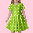 thumbnail image 2 of LUOGENLI Robe Mode pour Enfants Imprimé à Pois Robe Ajustée à Manches Courtes (4 13 Ans) Robe pour Filles Tendance Grande Taille Vert 8-9ans, 2 of 4