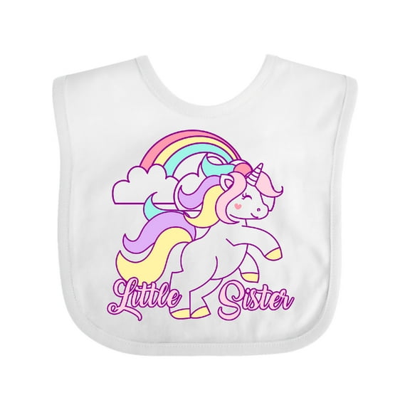 Inktastic Little Sister Unicorn Girls Baby Bib
