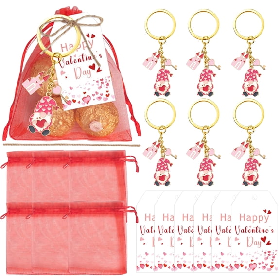 Tumao 6PCS Valentine Keychain for Kids, Valentines Goodie Bags, Valentines Day Gifts Keychain, Valentines' Day Gift for Bag Backpack Charm Pendant Daily Uses