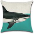 thumbnail image 1 of Linen Shark Head Pattern Pillowcase Soft Pillowcase Sofa Home Car Office Decoration 45x45cm, 1 of 4