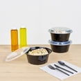 thumbnail image 4 of Restaurantware-Asporto 32 Ounce To Go Boxes, 50 Microwavable Take Out Food Containers - Clear Plastic Lids Included, Do Not Contain BPA, Black Plastic Catering Food Containers, Disposable, Round, 4 of 11