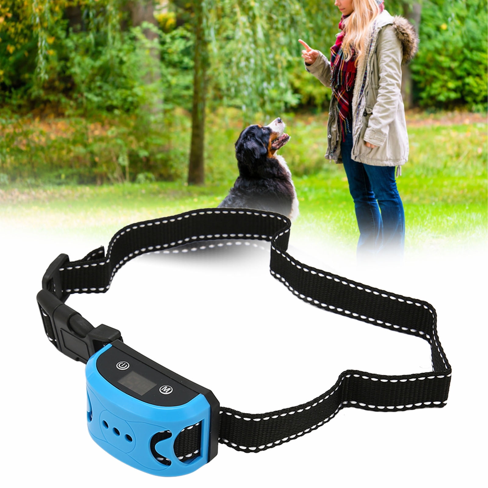 MASBRILL Collier Rechargeable Anti-aboiement Pour Chiens De Petite, Moyenne Et Grande Taille Sans Choc Vibrations Et Aboiements Rose Taille M