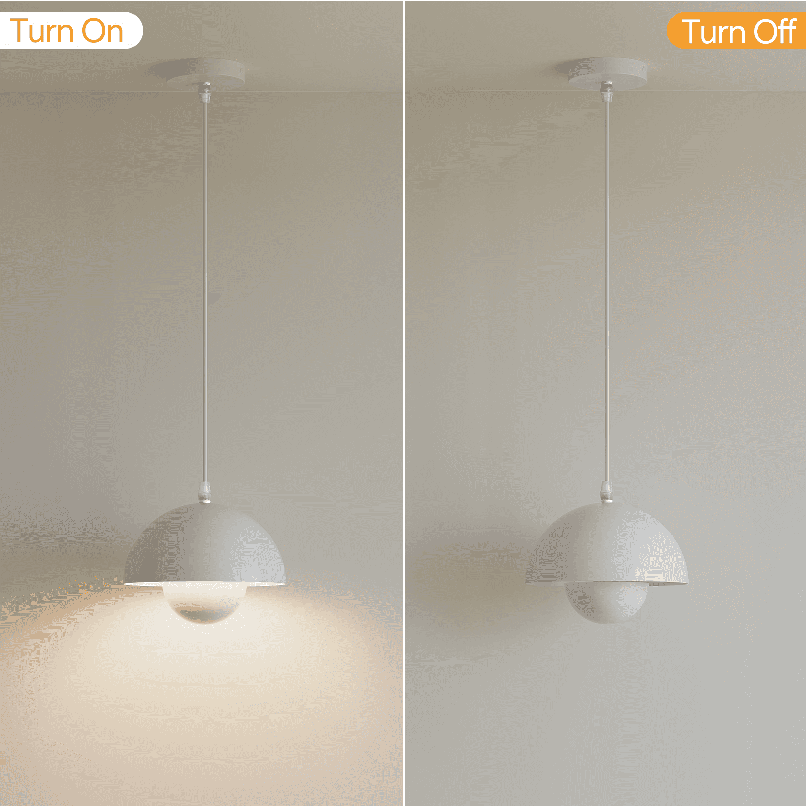 SUNMORY Pendant Light, Hanging Light Fixtures for Kitchen Island, 3 Color Temperature Adjustable Iron Lamp with Adjustable Cord for Dining Room Bedroom Living Room Bathroom White