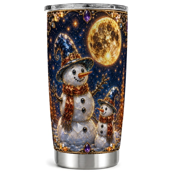 Witch Snowman Family 20oz Tumbler, Winter Tumbler, Stainless Travel Cup