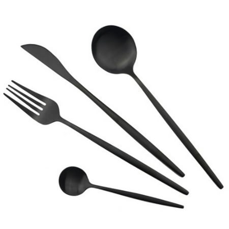 

1Set Black Matte Cutlery Set Stainless Steel Dinnerware Set Knife Fork Spoon Dinner Set Kitchen Flatware Tableware Set