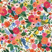 Cotton Steel Rifle Paper Co Floral Fabric, Garden Party Cream Wildwood Cotton, Qtr yd