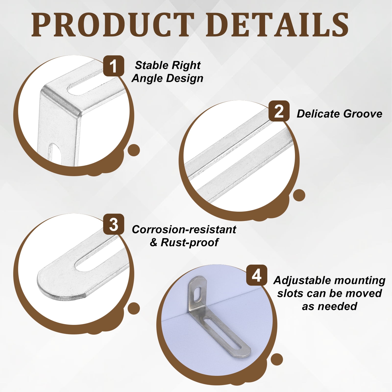 Uxcell 25 Pack Adjustable L-Shape Corner Brace, 0.9" x 2.9" x 0.6" Metal Slotted 90 Degree Right Angle Corner Shelf Bracket Support Brace, Silver