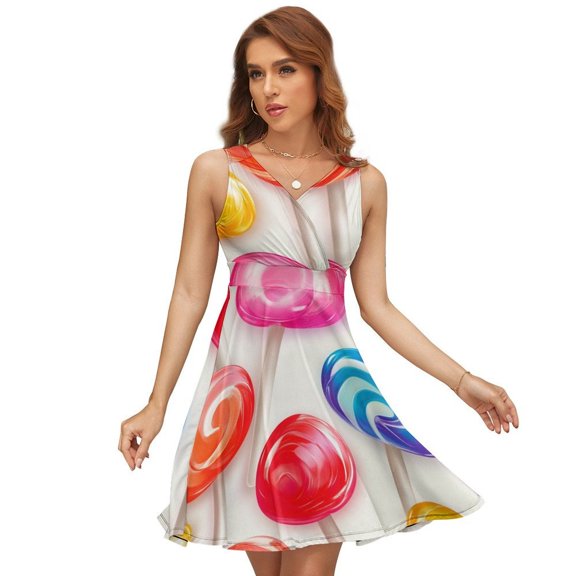 Pastel Rainbow Lollipop Sundress Sleeveless Dress Summer Women Clothes Dress for Women Dresses