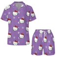 thumbnail image 4 of Hello Kitty Women Pajamas Set Short Sleeve Sleepwear Button Down Nightwear Soft Pjs Set with Pockets, 4 of 7