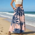 thumbnail image 5 of Boho Casual Print Maxi Skirt Women Summer Fashion Sexy High Waist Skirts Womens Pink Beach Floral A-line Long Skirts Femme, 5 of 6