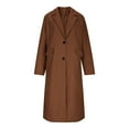 thumbnail image 3 of ClodeEU Womens Jackets Trench Coat Outwear ,Long Single Breasted Coats, Lapel Collar Peacoat With pocket Brown,Womens Plus XXL, 3 of 8