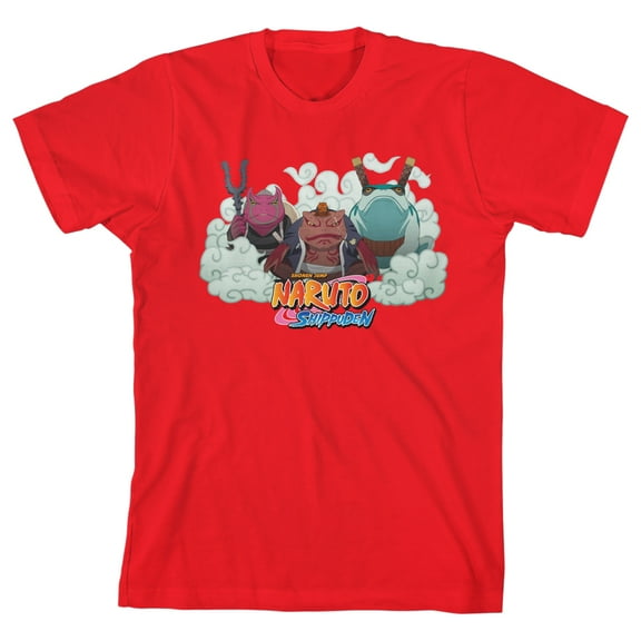 Naruto Shippuden Frog Summoning Jutsu Youth Boys Red Short Sleeve Shirt- XL