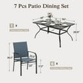 thumbnail image 2 of SUMMIT LIVING 7 Piece Outdoor Patio Dining Set, 1 Rectangular Metal Steel Table with Umbrella Hole and 6 Textilene Chairs, Black & Blue, 2 of 11
