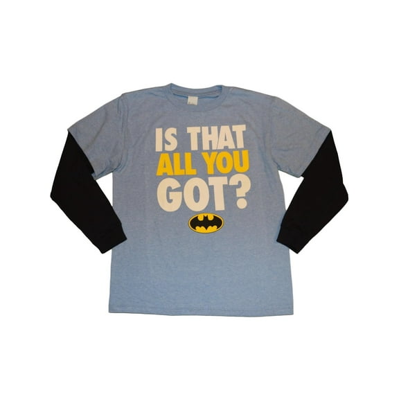 DC Comics Boys' Batman Logo "Is That All You Got?" Long Sleeve T-Shirt (Little Boys & Big Boys)