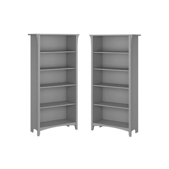 Home Square 5 Shelf Wood Bookcase Set in Cape Cod Gray (Set of 2)