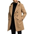 thumbnail image 6 of Trikvn Men Peacoat Wool Winter Trendy Tweed Long Hooded Double Breasted Overcoat Warm Vintage Outerwear with Pockets Thermal, 6 of 7