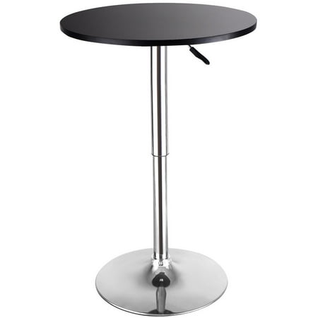 Rubber Steel Table GHP 110-Lbs Capacity Black MDF Chrome Steel Base Swivel Pneumatic Rubber Ring Bar Table ()