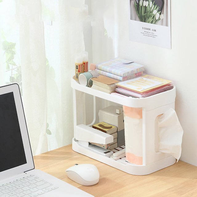 2 Layers Desktop Storage Rack Organizer Detachable Double Layer Dressing Table Cosmetic Storage Holder for Bathroom Office Dorm