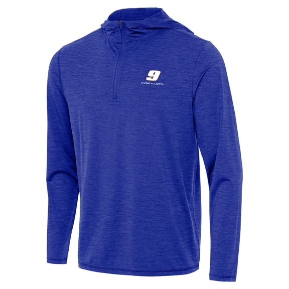 Men's Antigua  Heather Royal Chase Elliott Tidy Quarter-Zip Hoodie
