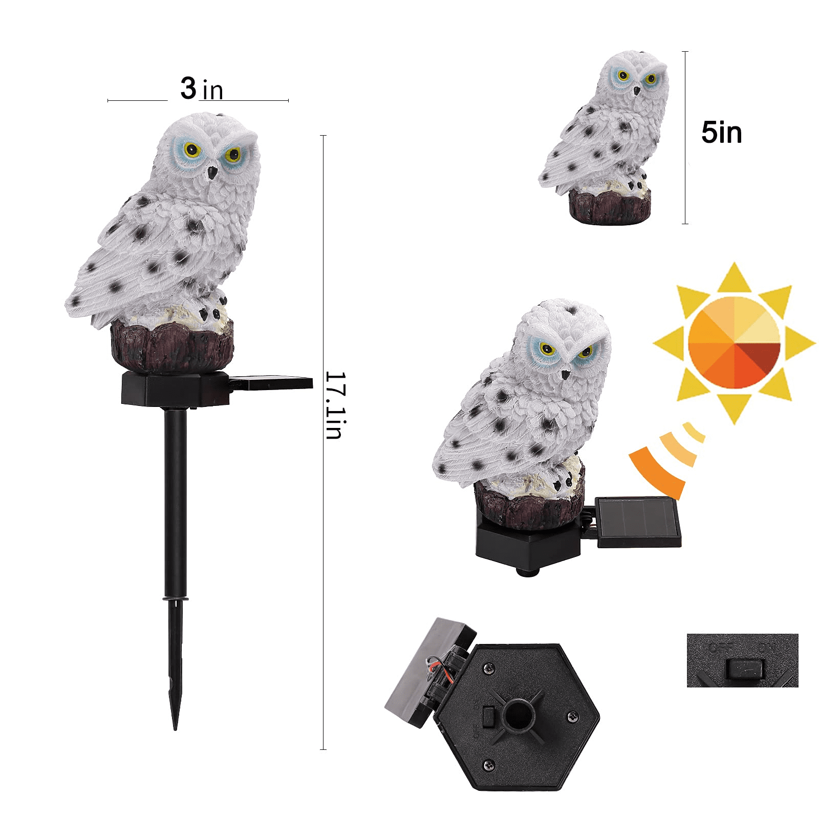  HSHD Solar Owl Decoration Lights Outdoor Spread-Winged Owl  Figurine Garden Decor with Metal Yard Art.Owl Statue Light for Pathway  Patio Backyard Decoration Lawn Ornaments(12x15 Owl) : Patio, Lawn & Garden