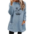 thumbnail image 3 of Uootdi Plus Size Womens Fleece Lined Long Sleeve Sweatshirt Sherpa Fuzzy Sweater Print Tops Dandelion Gift Print Tops Warm Winte r Clothes, 3 of 4