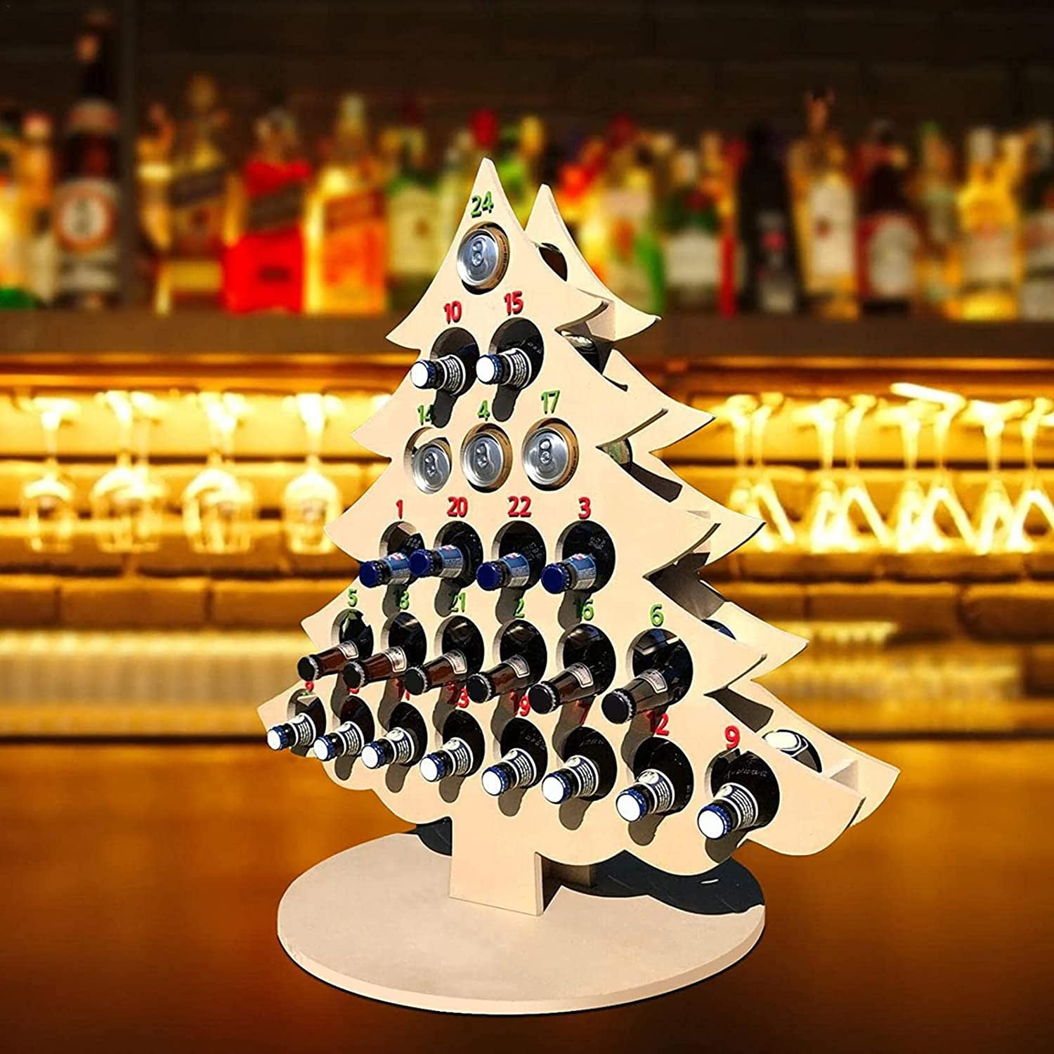 Christmas Tree Shaped Wine Bottle Rack Countdown to Christmas Wooden Christmas Advent Countdown Calendar Christmas Tree Alcohol Holders 24 Days Wine Bottle Stan Tree 15.8x13.8x5.91IN Walmart