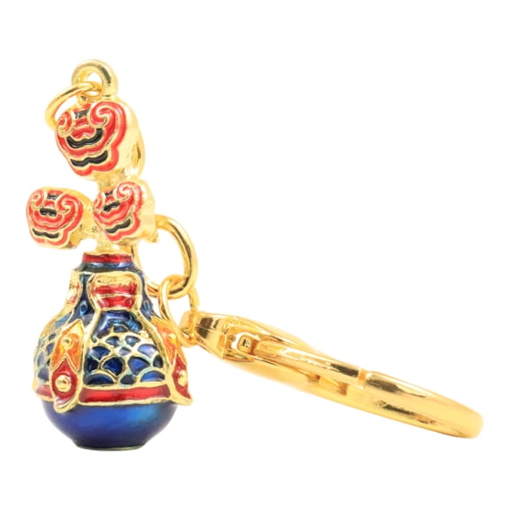 Feng Shui Long Life Vase with Lingzhi Amulet Keychain