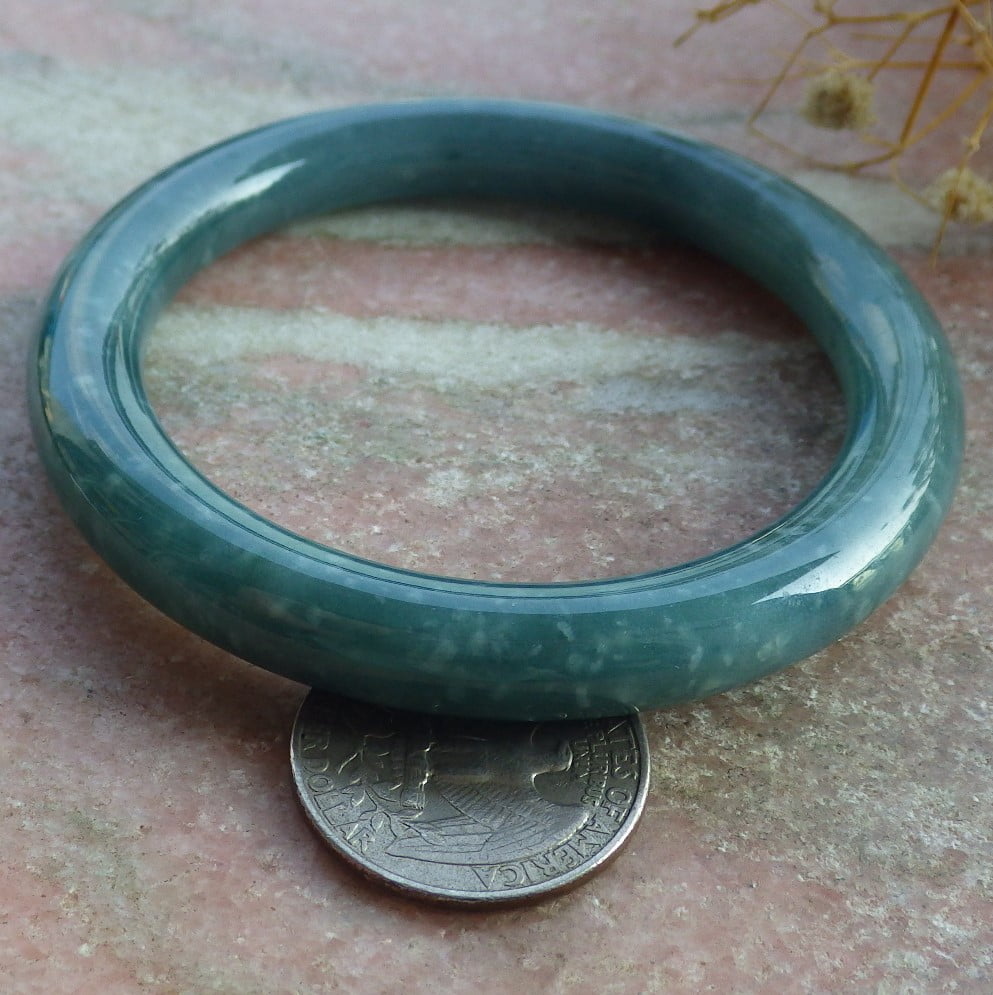 Icy Green Natural A JADE Jadeite Circle Bangle Bracelet 55 mm 682158 TN