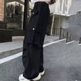 thumbnail image 4 of Dagugfen Cargo Pants for Teens Elastic Waist Loose Fitted Full Length Pants Casual Daily Wear Street Fashion Pants with Multi Pockets(10-11Years,Black), 4 of 7