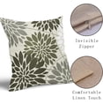 thumbnail image 4 of Olive Green Grey Flower Pillow Covers 16x16 Inch Set of 2, Gray White Dahlia Floral Line Pattern Decorative Throw Pillowcases Outdoor Farmhouse Cushion Covers Summer Holiday Sofa Couch Bed Decor, 4 of 6