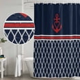 thumbnail image 4 of Polyester Fabric Navy Blue Morocco Shower Curtain, Red Ocean Nautical Anchor Stripe Waterproof Bathtub Curtain Bathroom Decor Set with Hooks 72 x 96 Inches, 4 of 6
