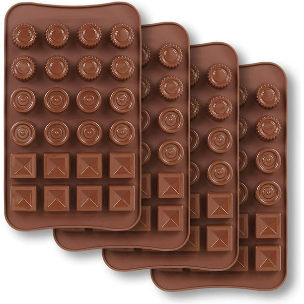 Mini moule à chocolat avec 15 plateaux, ensemble de 4 moules en silicone  antiadhésifs