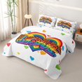 thumbnail image 3 of Manfei Rainbow Love Heart Twin Quilt Set, Ink Love is Love Twin Coverlet Set, White Orange, 2pcs, 1 Bedspread and 1 Pillowcase, 3 of 7