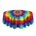 thumbnail image 5 of Rainbow Tie Dye Mandala Pattern Round Tablecloth 60"x60",Wrinkle Wipeable Table Cloth for Kitchen Dining Room Picnic Patio Party, 5 of 6