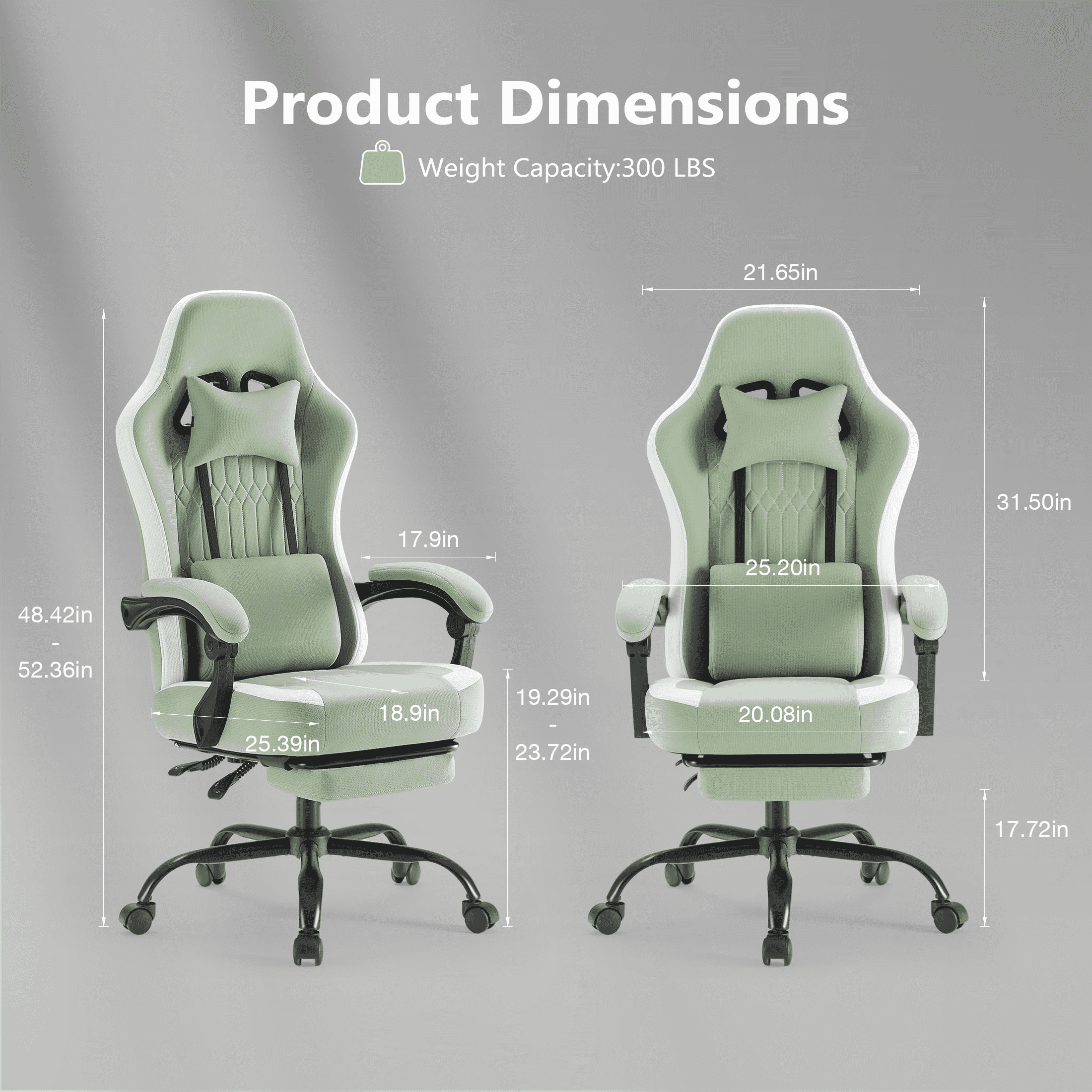 MAYEERTY Ergonomic Gaming Computer Chair with Pocket Spring Cushion, Adjustable Headrest Lumbar Pillow, 90°-135° Reclining Height Adjustable Desk Chair with Armrests