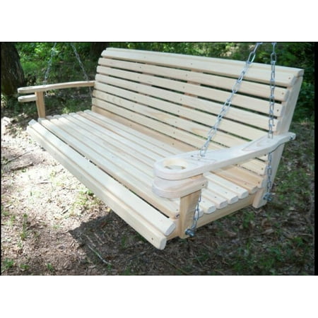 Home Garden Lawn Outdoor Backyard Patio 5ft Cypress Roll Back Porch Swing W Swing Mate Comfort Springs Cup Holder Arm