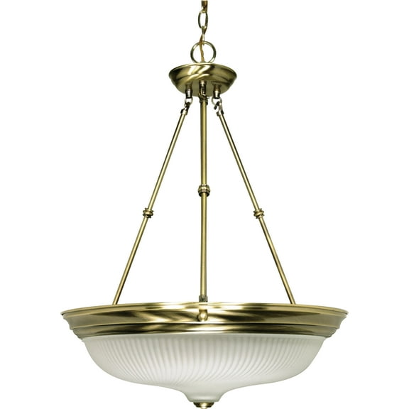 Nuvo Lighting 60244 - 3 Light (Medium Screw Base) 20" Antique Brass Finish with Frosted Swirl Glass Pendant Light Fixture (60-244)