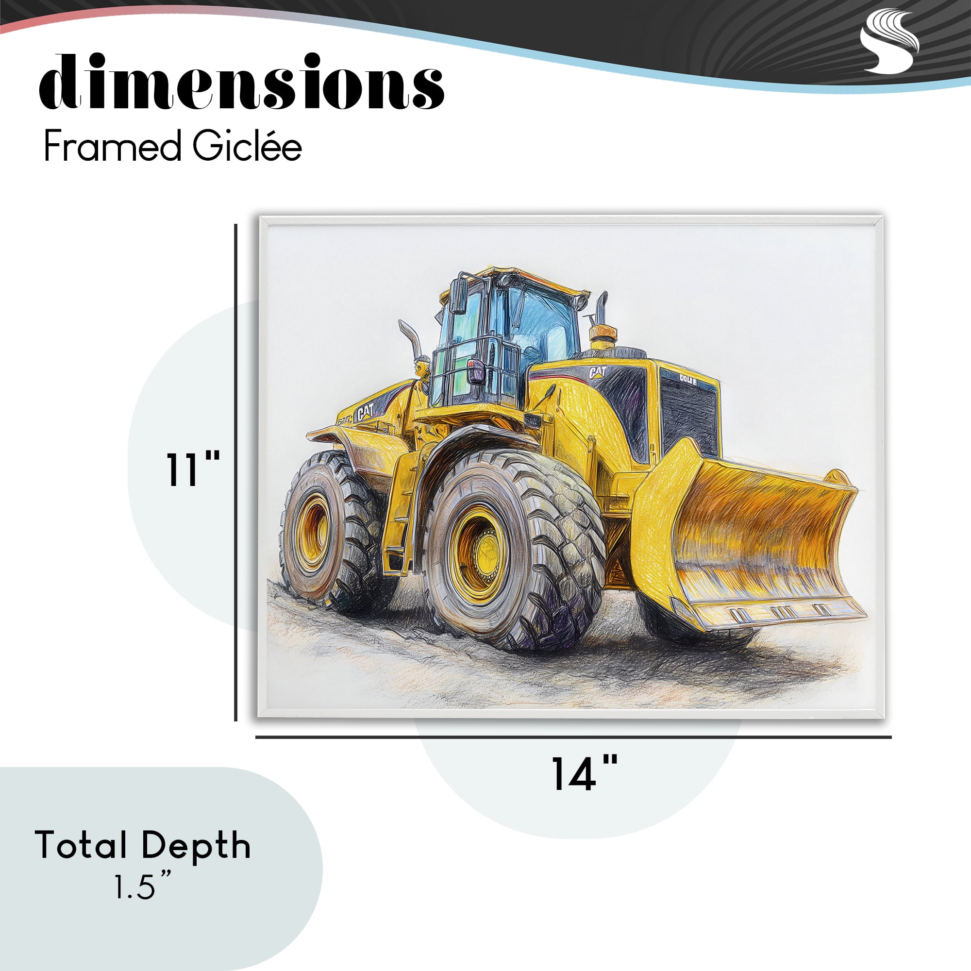 Stupell Industries Industrial Excavator Drawing White Framed Giclee Art, design by Steve Hunziker