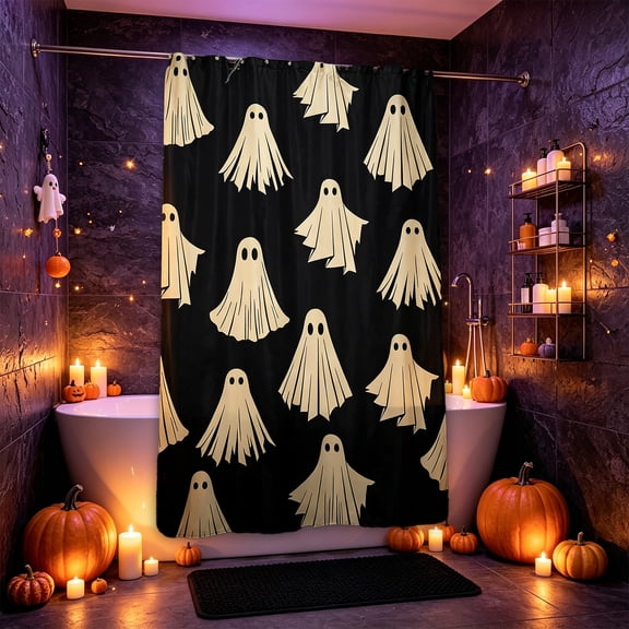 Dalxymotic Halloween Ghost Shower Curtain, Thick Bathroom Shower Partition, Spooky Waterproof Shower Cloth, Halloween Ghost Shower Curtain for Bathroom, Shower, Home, Bath, Tub