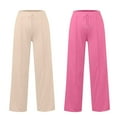 thumbnail image 4 of Comdrip Womens Wide Leg Sweatpants 2Pc Women's Wide Leg Pants Women Summer Solid Color Pants High Waist Trousers Wide Leg Sweatpants Women Light Pink XL, 4 of 4